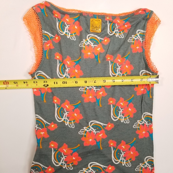 Diesel Women's Tank Top Floral Gray Orange Size XS - Picture 8 of 13